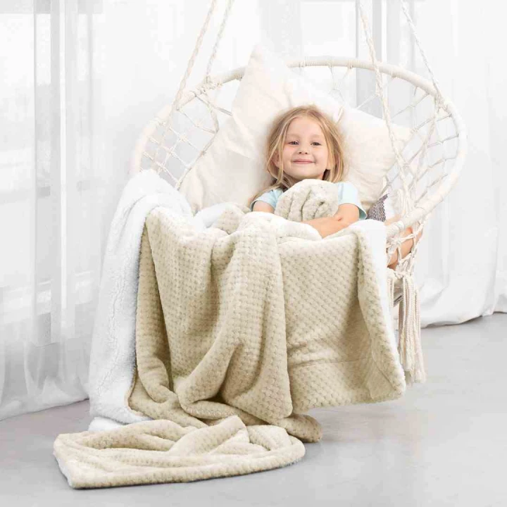Koc Shleepy Beżowy Tłoczony żakardowo Nowoczesny 130x180 AmeliaHome
