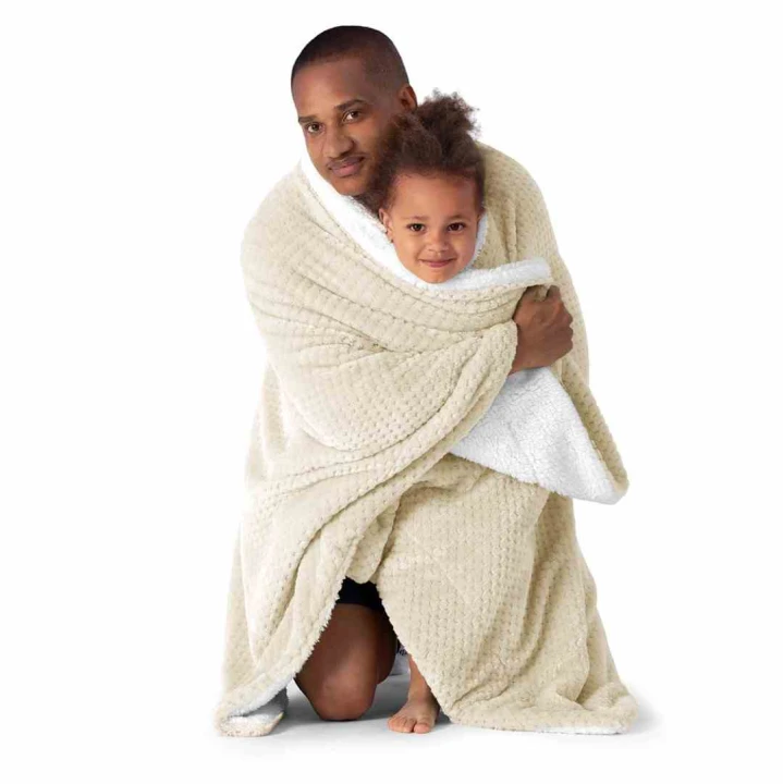Koc Shleepy Beżowy Tłoczony żakardowo Nowoczesny 130x180 AmeliaHome