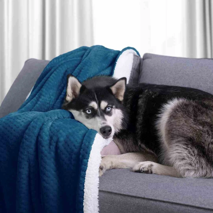 Koc Shleepy Indygo Tłoczony żakardowo Nowoczesny 130x180 AmeliaHome