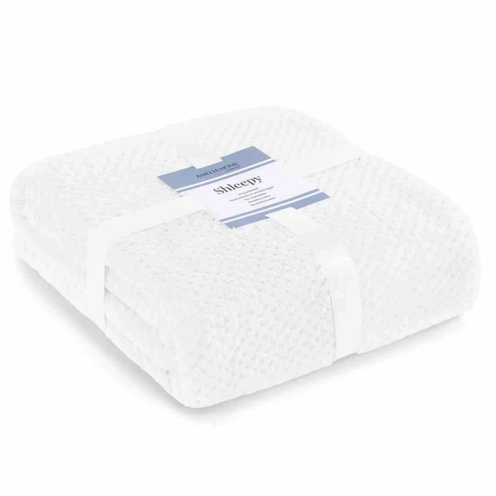 Koc Shleepy Biały Tłoczony żakardowo Nowoczesny 130x180 AmeliaHome