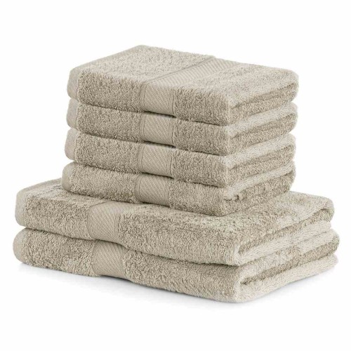 Zestaw Ręczników Bambusa 6 Elementów DecoKing Beżowy (2x 70x140 cm + 4x 50x100 cm) z Gładkim Wykończeniem i Certyfikatem Oeko-Tex Standard 100