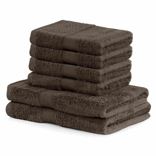 Zestaw ręczników bambusowych DecoKing: 2 szt. 70x140 cm + 4 szt. 50x100 cm, brązowy, 425 g/m2, Oeko-Tex, klasyczny styl, gładkie wykończenie