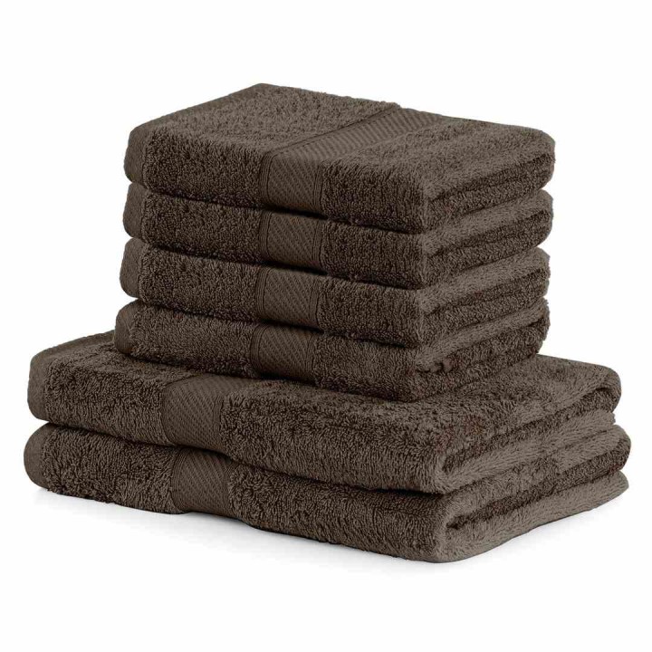 Zestaw ręczników bambusowych DecoKing: 2 szt. 70x140 cm + 4 szt. 50x100 cm, brązowy, 425 g/m2, Oeko-Tex, klasyczny styl, gładkie wykończenie