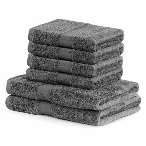 Zestaw ręczników bambusowych DecoKing Bamby, 6 elementów - 2x70x140 cm i 4x50x100 cm, grafitowy, 425 g/m², Oeko-Tex, klasyczny styl, dwustronne, gładkie wykończenie.