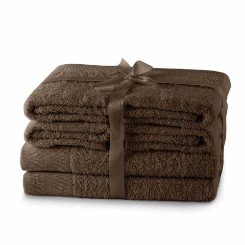 Zestaw ręczników Amari w kolorze brązowym – 2x 70x140 cm + 4x 50x100 cm, 100% bawełny, gramatura 450 g/m2, klasyczny styl.