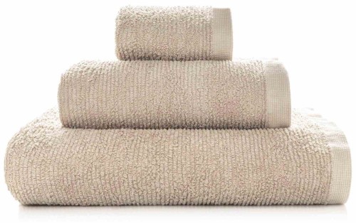 Zestaw ręczników RIBBON w kolorze beżowym: 70x140 cm, 50x100 cm, 30x50 cm - 100% bawełna, wysoka gramatura 550 g/m2.