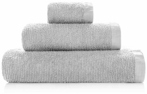 Zestaw ręczników RIBBON w kolorze szarym - 3 rozmiary: 70x140 cm, 50x100 cm, 30x50 cm, 100% bawełna, Oeko-Tex Standard 100