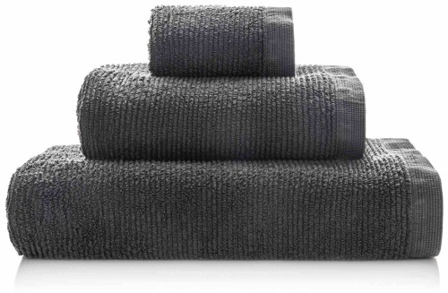Zestaw ręczników RIBBON w kolorze grafitowym - 70x140 cm, 50x100 cm, 30x50 cm - Sorema, 100% bawełna, Oeko-Tex Standard 100