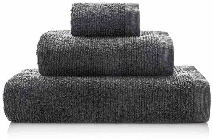 Zestaw ręczników RIBBON w kolorze grafitowym - 70x140 cm, 50x100 cm, 30x50 cm - Sorema, 100% bawełna, Oeko-Tex Standard 100