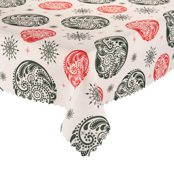 Obrus świąteczny Bożonarodzeniowy plamoodporny, białe tło
