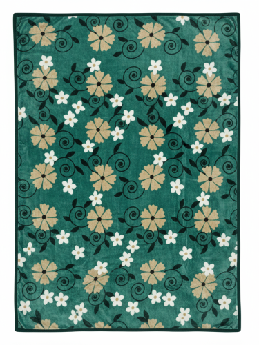 Koc Elway Akrylowy Gruby 160x210 Zielony Butelkowy Kwiaty