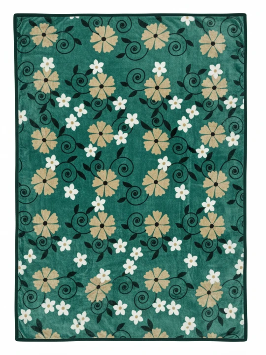 Elway Decke 160x210 grün mit Blumen