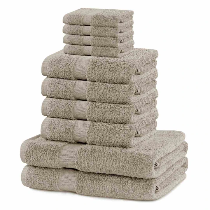 Elegantes Handtuchset Marina in Beige - 10-teilig aus 100% Baumwolle