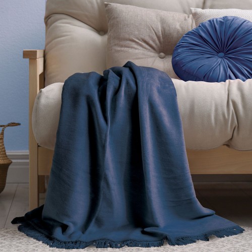 Koc Cotton Cloud Premium 150x200 cm - bawełna 60% / granatowy