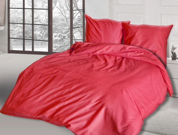 Pościel bawełniana Ranforce PASSIA RED 160x200 cm z zamkiem 100% bawełna (2x70x80) EXCLUSIVE