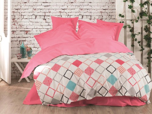 Pościel bawełniana Ranforce SION FUCHSIA 160x200 cm z zamkiem 100% bawełna CottonLove Exclusive (160x200 + 2x70x80)