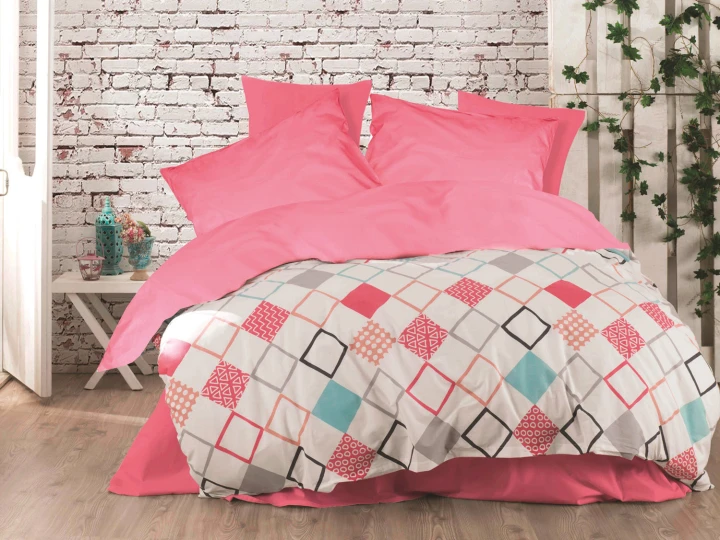Pościel bawełniana Ranforce SION FUCHSIA 160x200 cm z zamkiem 100% bawełna CottonLove Exclusive (160x200 + 2x70x80)