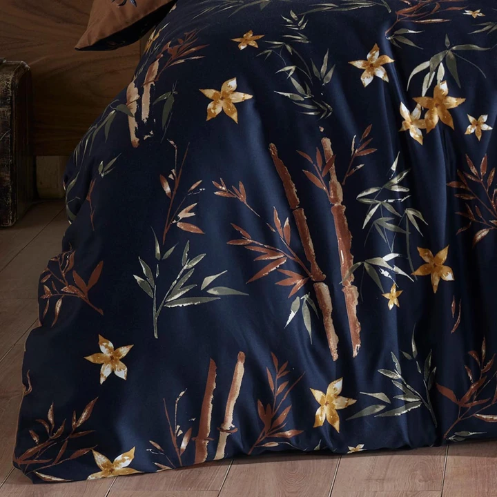 Pościel satynowa bawełniana EXCLUSIVE BAMBOO FLOWER 160x200 + 2x70x80 cm - zamek, 100% bawełna