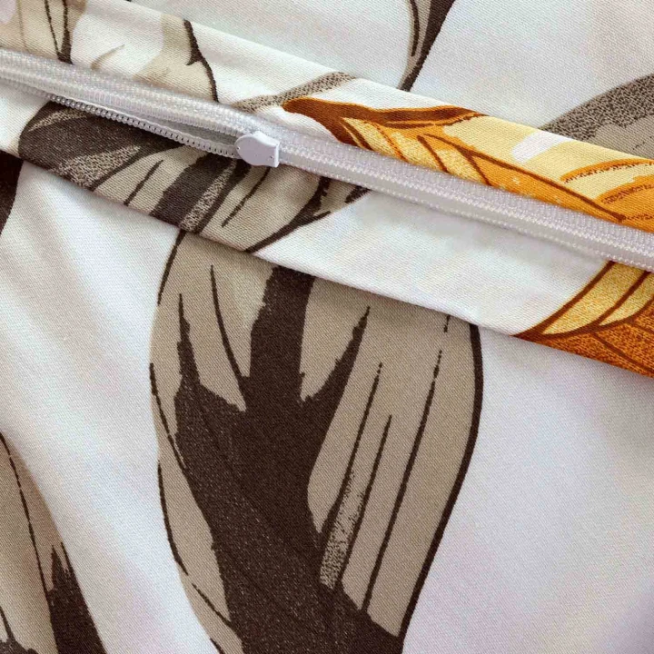 Pościel satynowa bawełniana EXCLUSIVE LEAVES 160x200 + 2×70x80 cm - zamek, 100% bawełna