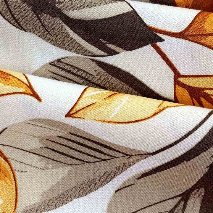 Pościel satynowa bawełniana EXCLUSIVE LEAVES 160x200 + 2×70x80 cm - zamek, 100% bawełna
