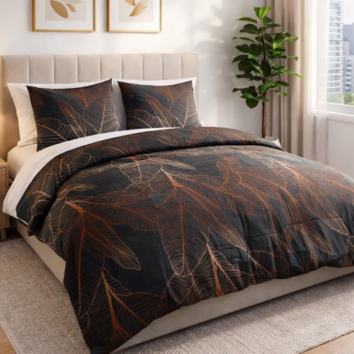Pościel bawełniana COTTONLOVE 160x200 z poszwą i 2 poszewkami 70x80 cm, 100% bawełna, zamek błyskawiczny, gęsty splot, 110 g/m²