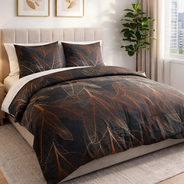 Pościel bawełniana COTTONLOVE 160x200 z poszwą i 2 poszewkami 70x80 cm, 100% bawełna, zamek błyskawiczny, gęsty splot, 110 g/m²