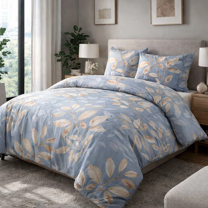 Pościel bawełniana CottonLove 160x200 cm z dwoma poszewkami 70x80 cm. 100% bawełna, zamek błyskawiczny, gramatura 110 g/m²