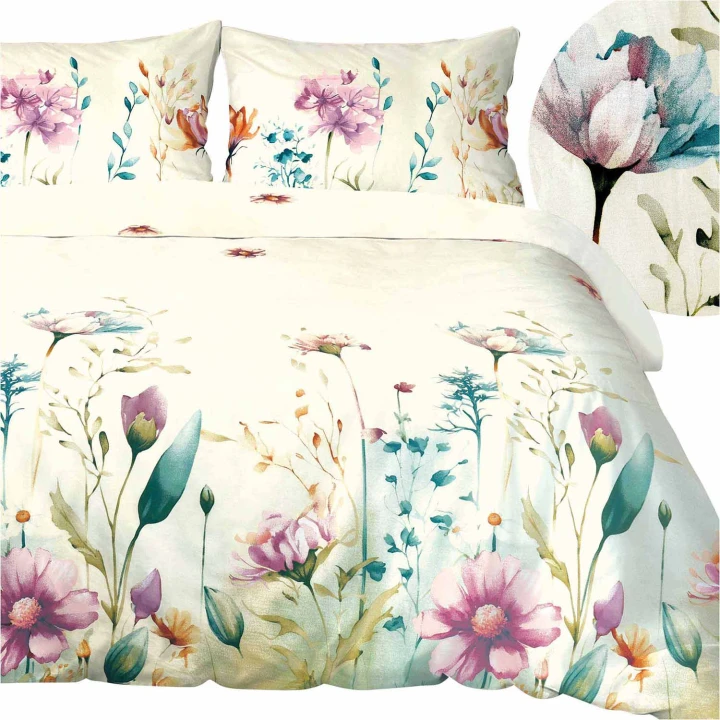 Pościel bawełniana COTTONLOVE 160x200 cm z zamkiem 100% bawełna, 2x70x80 cm