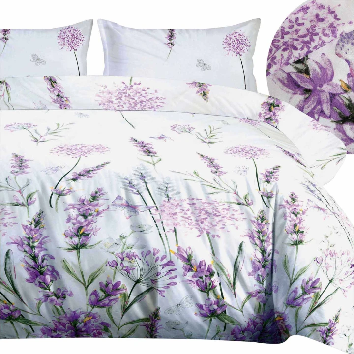 Pościel bawełniana COTTONLOVE 160x200 cm z poszewkami 70x80 cm, 100% bawełna, zamek błyskawiczny, gramatura 110 g/m²
