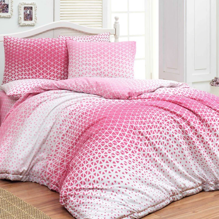 Pościel bawełniana Ranforce MILANO Pink 160x200 cm z zamkiem – CottonLove Exclusive