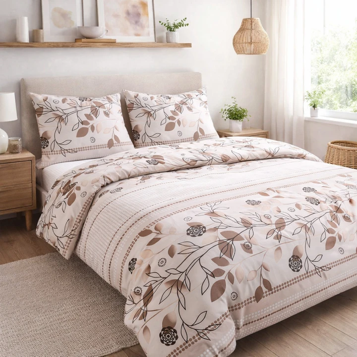 Pościel bawełniana COTTONLOVE 140x200 + 70x90 cm — 100% bawełna, zamek błyskawiczny