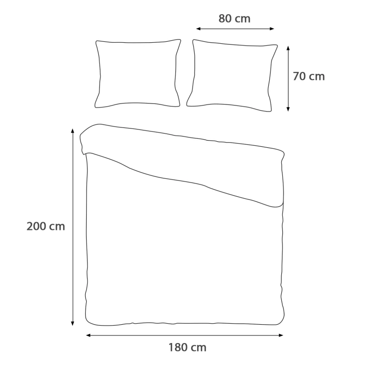 Pościel bawełniana COTTONLOVE 180x200 cm z zamkiem 100% bawełna 2x70x80 cm