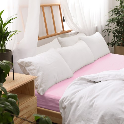 Prześcieradło jersey różowe z gumką 120x200 cm – 100% bawełna, certyfikowane, wysokość materaca do 20 cm