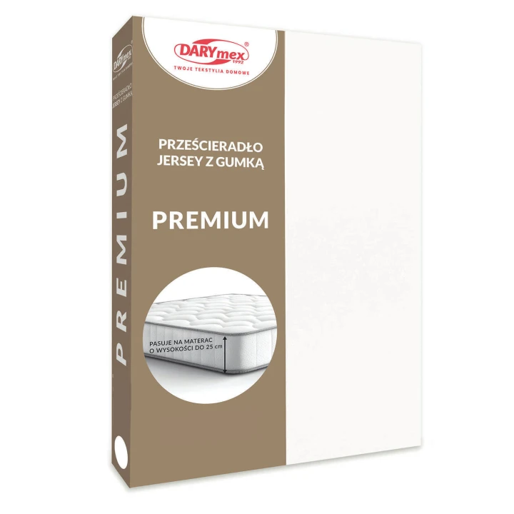 Prześcieradło jersey białe z gumką 140x200 PREMIUM