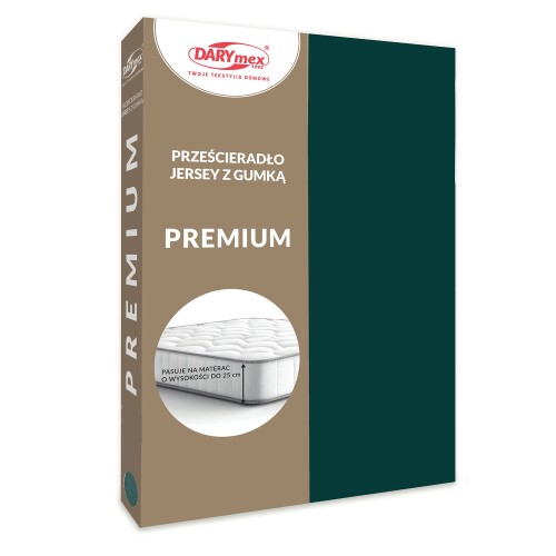 Prześcieradło jersey z gumką w kolorze zieleni butelkowej 140x200 PREMIUM