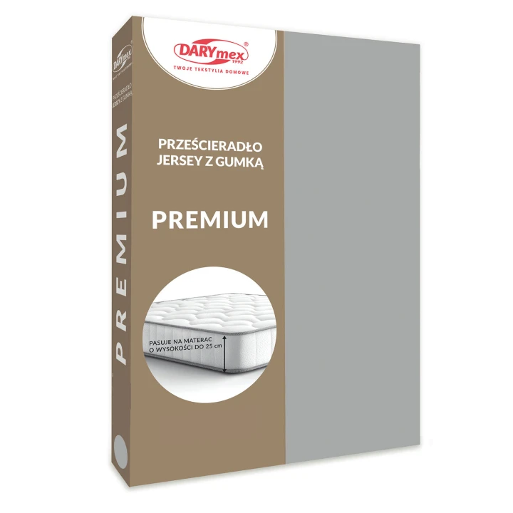Prześcieradło jersey popiel z gumką 160x200 PREMIUM