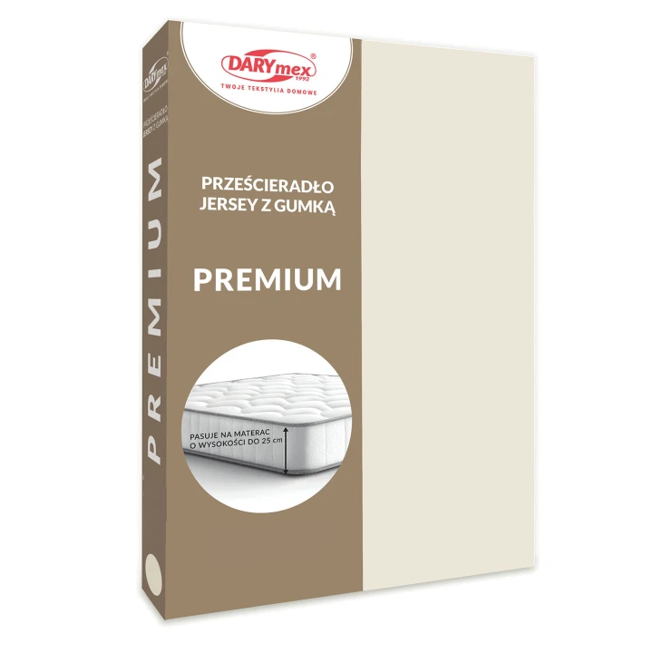 Prześcieradło jersey z gumką w kolorze kremowym - ecru 160x200 PREMIUM