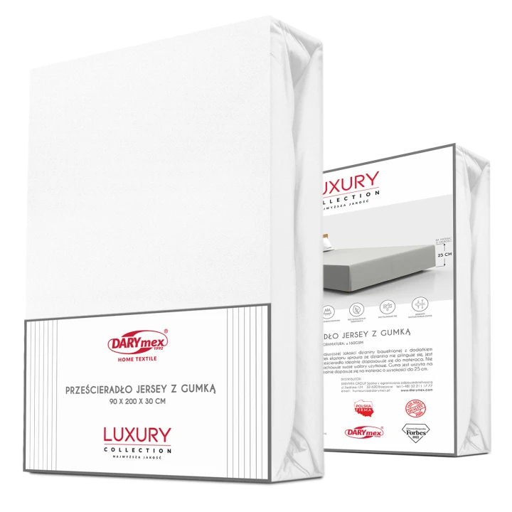 Prześcieradło jersey elastan z gumką WHITE/BIAŁY 180x200x30