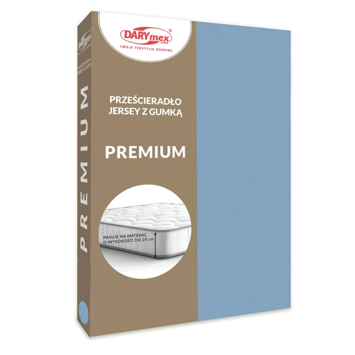Prześcieradło jersey z gumką niebieskie 220x200 PREMIUM