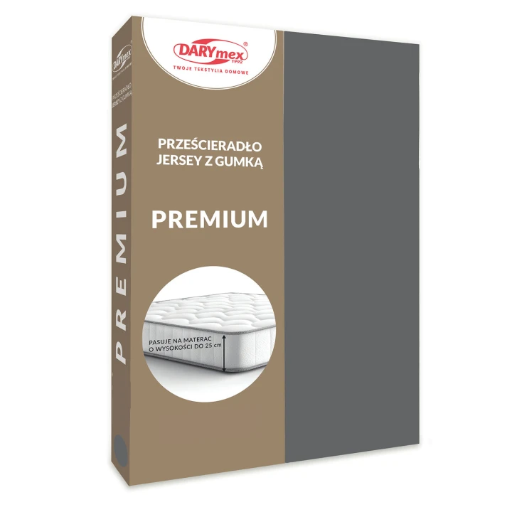 Prześcieradło szare jersey z gumką 220x200 PREMIUM