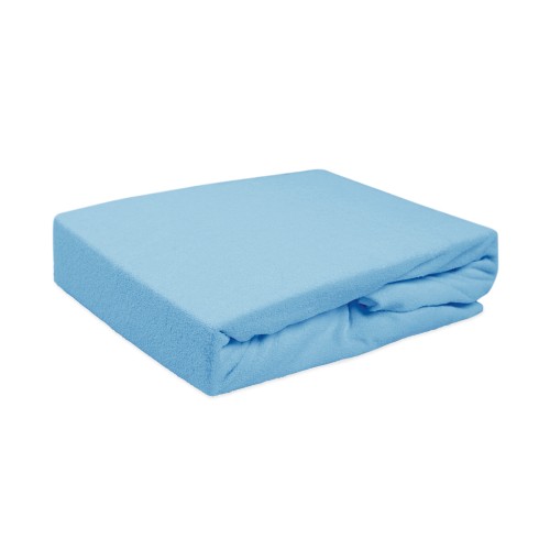 Prześcieradło frotte niebieskie z gumką 120x200 PREMIUM