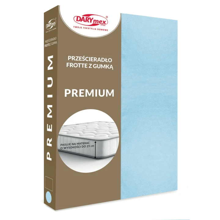 Prześcieradło frotte niebieskie z gumką 140x200 PREMIUM