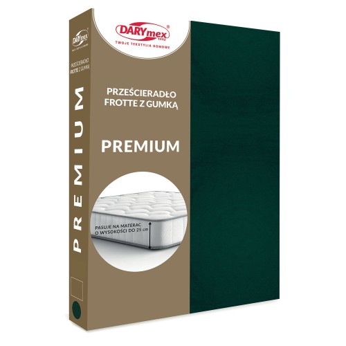Prześcieradło frotte w kolorze zieleni butelkowej z gumką 140x200 PREMIUM