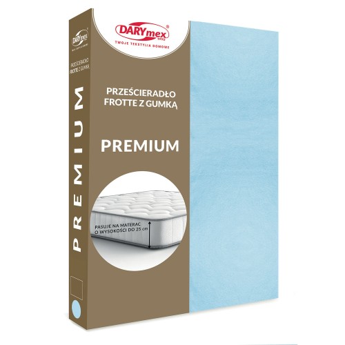 Prześcieradło frotte niebieskie z gumką 160x200 PREMIUM