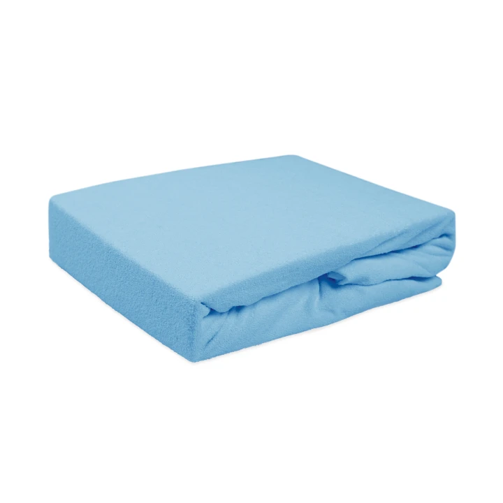 Prześcieradło frotte niebieskie z gumką 160x200 PREMIUM
