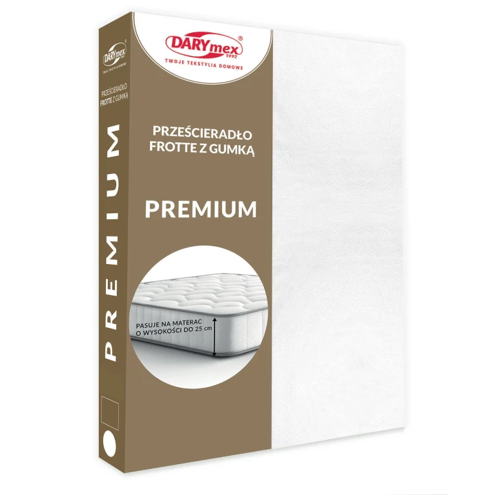 Prześcieradło frotte z gumką w kolorze białym 160x200 PREMIUM