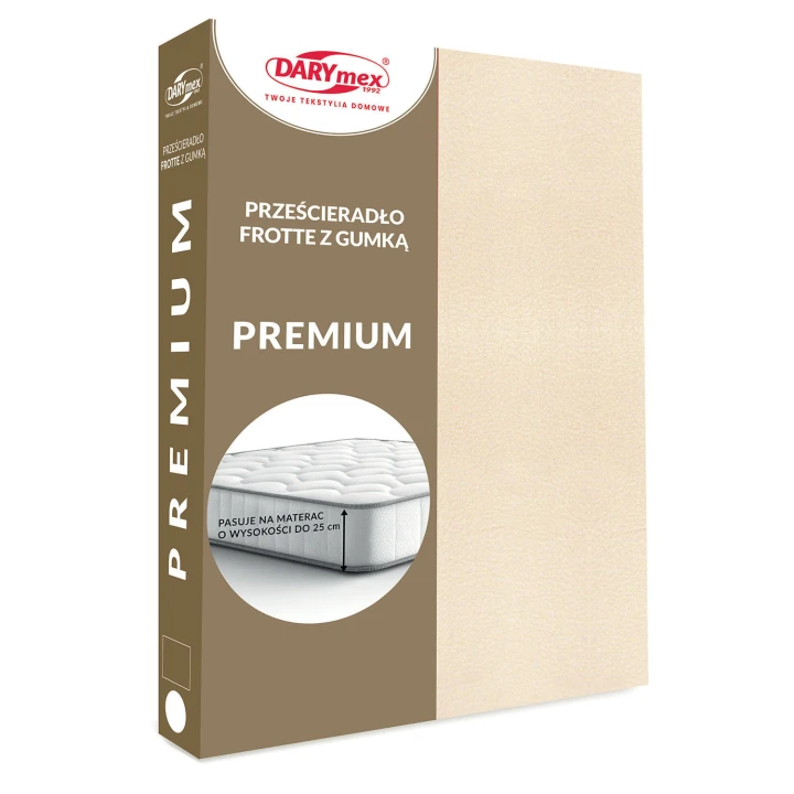 Prześcieradło frotte z gumką jasny beż 160x200 PREMIUM