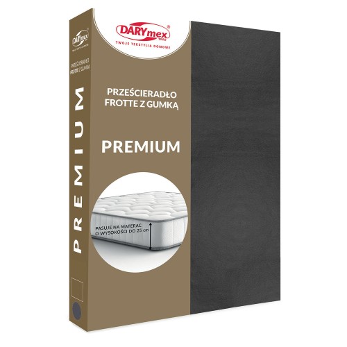 Prześcieradło frotte z gumką grafitowe - antracyt 180x200 PREMIUM