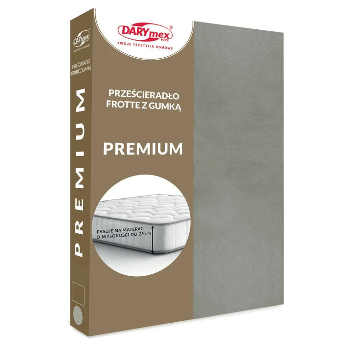 Prześcieradło frotte z gumką kolor szary 220x200 PREMIUM