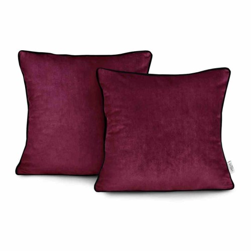 Poszewki dekoracyjne VELVET czerwone 45x45 2 sztuki z czarną lamówką glamour